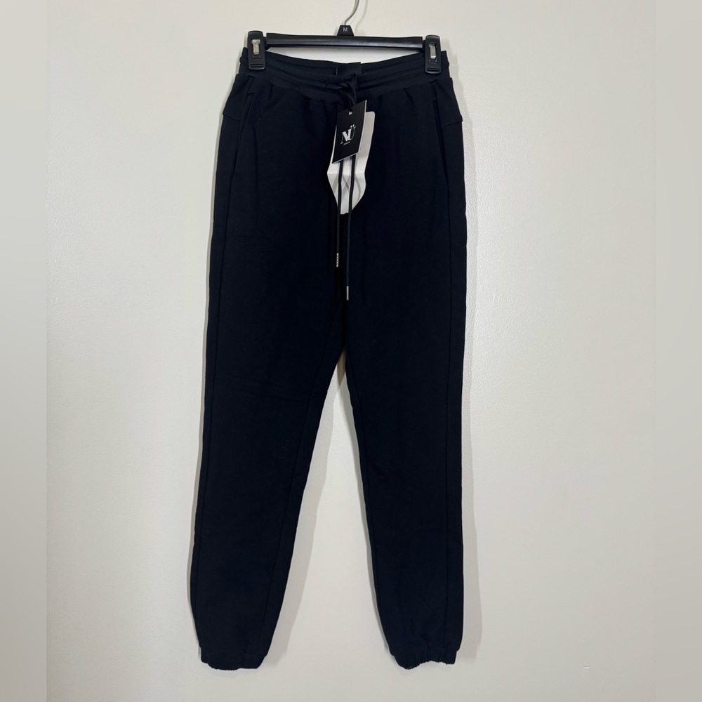 NWT Nu Denmark Black Jogger Pants Size Small Stretchy Elastic Waist Drawstring